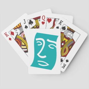 Jeu De Cartes Visage Abstrait Moderne Art Linéaire Sarcelle