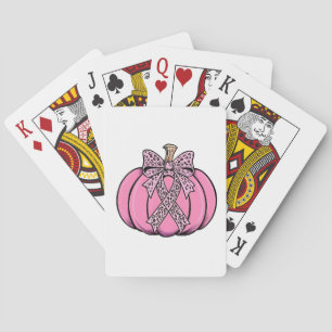 Jeu De Cartes Visage de citrouille ruban rose Halloween cancer d