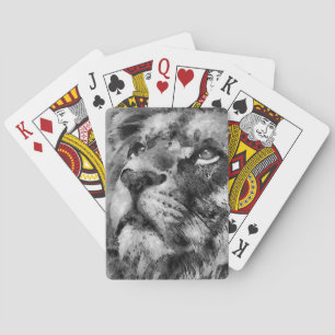 Jeu De Cartes Visage de lion placide argenté