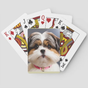 Jeu De Cartes Visage de Shih Tzu Kawaii avec Nœud Supérieur – Ar