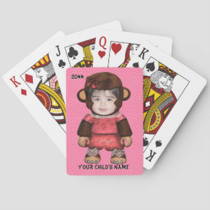 Jeu De Cartes Visage de singe - Fille (Cartes de Jeu Personnalis