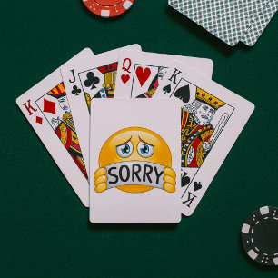Jeu De Cartes Visage d'émoji triste et désolé tenant un panneau