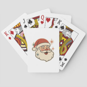 Jeu De Cartes Visage rétro du Père Noël – Noël vintage