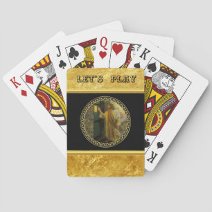 Jeu De Cartes Visitation à Dawn Jesus frappe sur une porte rusti