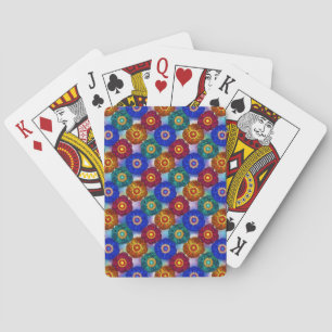 Jeu De Cartes Vitrail Abstrait Rouge Vert Bleu Orange