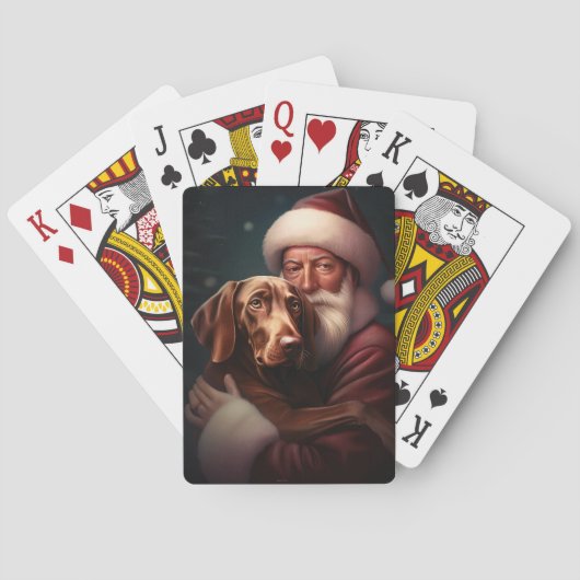 Jeu De Cartes Vizsla avec Noël Festif du Père Noël (dos)