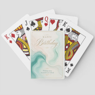 Jeu De Cartes Vœux d'anniversaire en marbre Aqua Sérénité