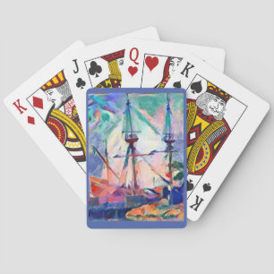 Jeu De Cartes voilier bateau dans le port