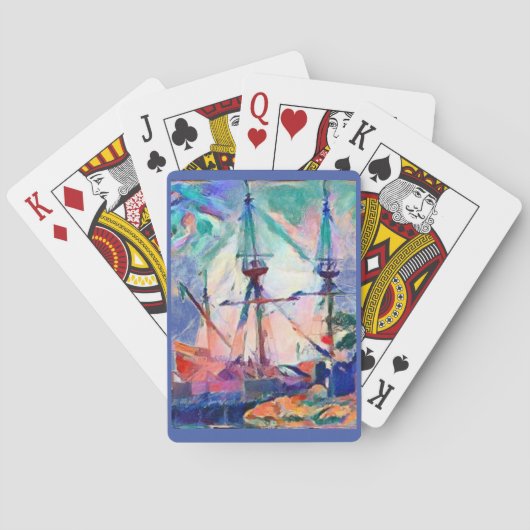 Jeu De Cartes voilier bateau dans le port (dos)