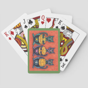 JEU DE CARTES VOIR AUCUN MAUVAIS CHATS NOIR HALLOWEEN JOUER CART