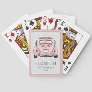 Jeu De Cartes Voiture de collection rose personnalisée vintage