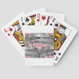 Jeu De Cartes voiture rose vintage