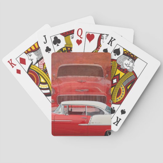 Jeu De Cartes Voitures classiques Chevy Bel Air Dodge Rouge Blan (dos)