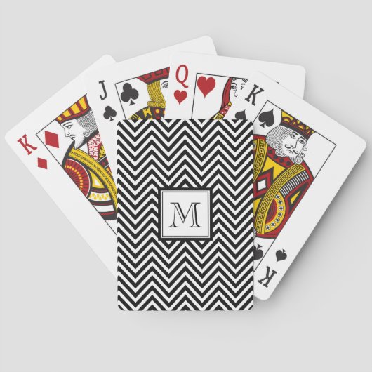JEU DE CARTES VOTRE MONOGRAMME, CHEVRON NOIR (dos)