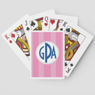 Jeu De Cartes Votre monogramme sur framboise “Beach Chair Stripe