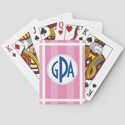 Jeu De Cartes Votre monogramme sur framboise "Plage Chair Stripe (dos)