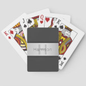 Jeu De Cartes Votre nom et votre monogramme | Gris & Faux Silver (dos)