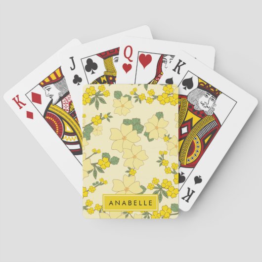Jeu De Cartes Votre Nom - Fleurs, Pétales, Feuilles - Vert jaune (dos)