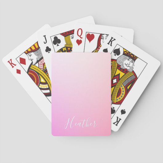 Jeu De Cartes Votre nom ou mot | Pink Ombre Gradation (dos)
