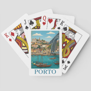 Jeu De Cartes Voyage à Porto Portugal Couleurs Rétro Vintage
