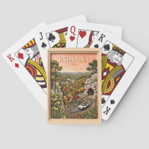 Jeu De Cartes Voyage Rétro à travers la Nature dans l'Indiana su