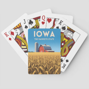 Jeu De Cartes Voyage Rétro Iowa Paysage Agricole Rétro du Cœur d