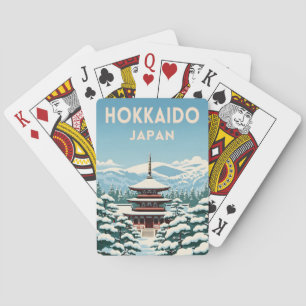 Jeu De Cartes Voyage Rétro Vintage Hokkaido Japon Scène d'Hiver