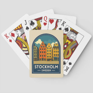 Jeu De Cartes Voyage Rétro Vintage Stockholm Suède Vieille Ville