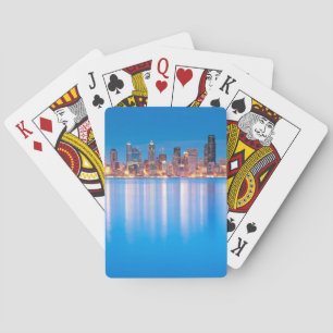 Jeu De Cartes Vue bleue d'heure de Seattle du centre