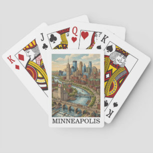 Jeu De Cartes Vue de la skyline de Minneapolis Minnesota vintage