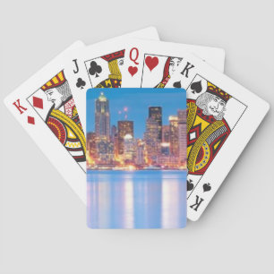 Jeu De Cartes Vue de l'heure bleue du centre-ville de Seattle
