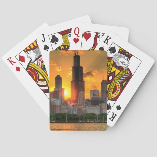 Jeu De Cartes Vue de l'horizon de Chicago d'Adler (dos)