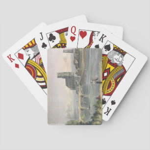 Jeu De Cartes Vue de Mantes, depuis 'Vues sur la Seine', engrave