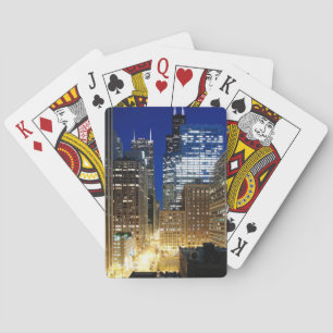 Jeu De Cartes Vue de nuit du paysage urbain de Chicago