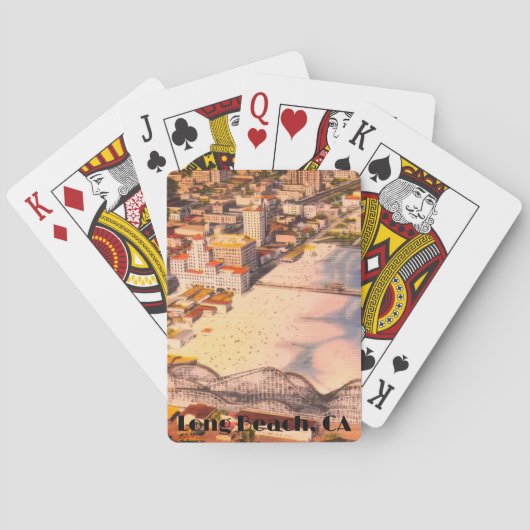 Jeu De Cartes Vue historique de la promenade de Long Beach, Cali (dos)