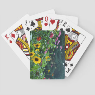 Jeu De Cartes Vue jardin, marguerites, cosmos, tournesols, maman