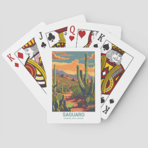 Jeu De Cartes Vue Pittoresque du rétro Saguaro