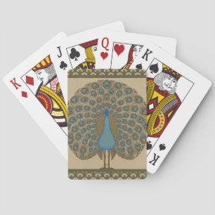Jeu De Cartes Walter Crane Or Peacock Art Bleu Doré Vintage