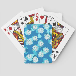 Jeu De Cartes Water Lily motif, turquoise, bleu et blanc