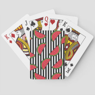 Jeu De Cartes Watermelon sur Motif Black & White Stripes