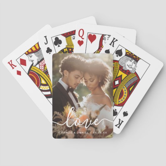 Jeu De Cartes Wedding engagement photo love couples names date (dos)