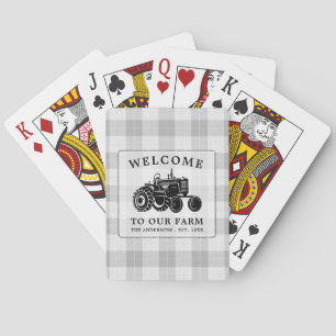 Jeu De Cartes Welcome Family Nom Farm Tractor White Plaid