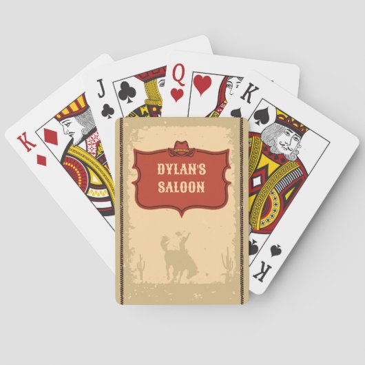 Jeu De Cartes Western Cowboy Monogramme Nom Rustique Salon (dos)