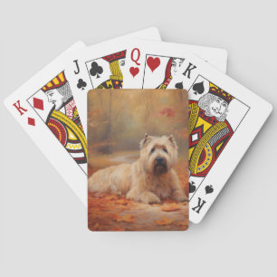 Jeu De Cartes Wheaten Terrier dans les feuilles d'automne automn