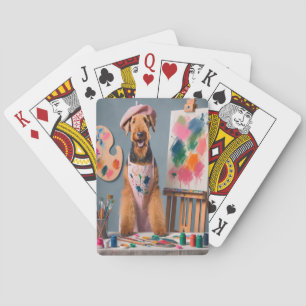 Jeu De Cartes Whimsical Airedale Terrier Travailler comme artist