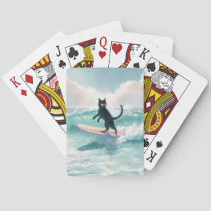 Jeu De Cartes Whimsical Black Cat Surf Playing Cards