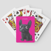 Jeu De Cartes Whimsical Black Frenchie neon rose chien (dos)
