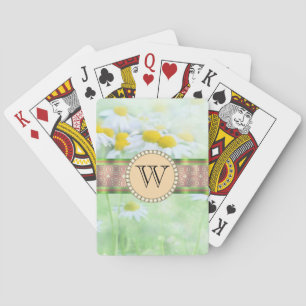Jeu De Cartes White Daisy's in Green Meadow Monogramme