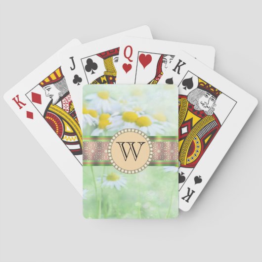 Jeu De Cartes White Daisy's in Green Meadow Monogramme (dos)