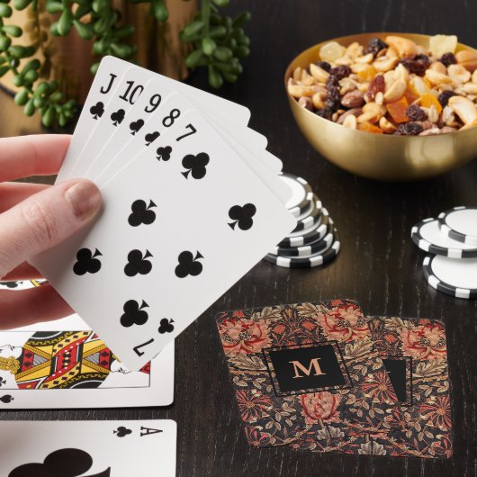 Jeu De Cartes William Morris Honeysuckle Motif avec Monogramme (In Situ)